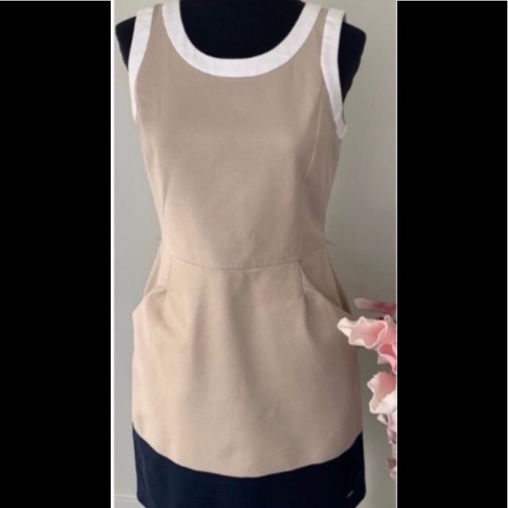 Tommy Hilfiger Sleeveless Tan & Navy Dress - Picture 3 of 12